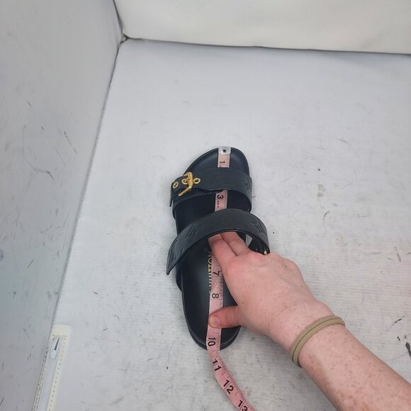 LOUIS VUITTON Black LV Monogram Bom Dia Flat Slide Sandal - Picture 13 of 14